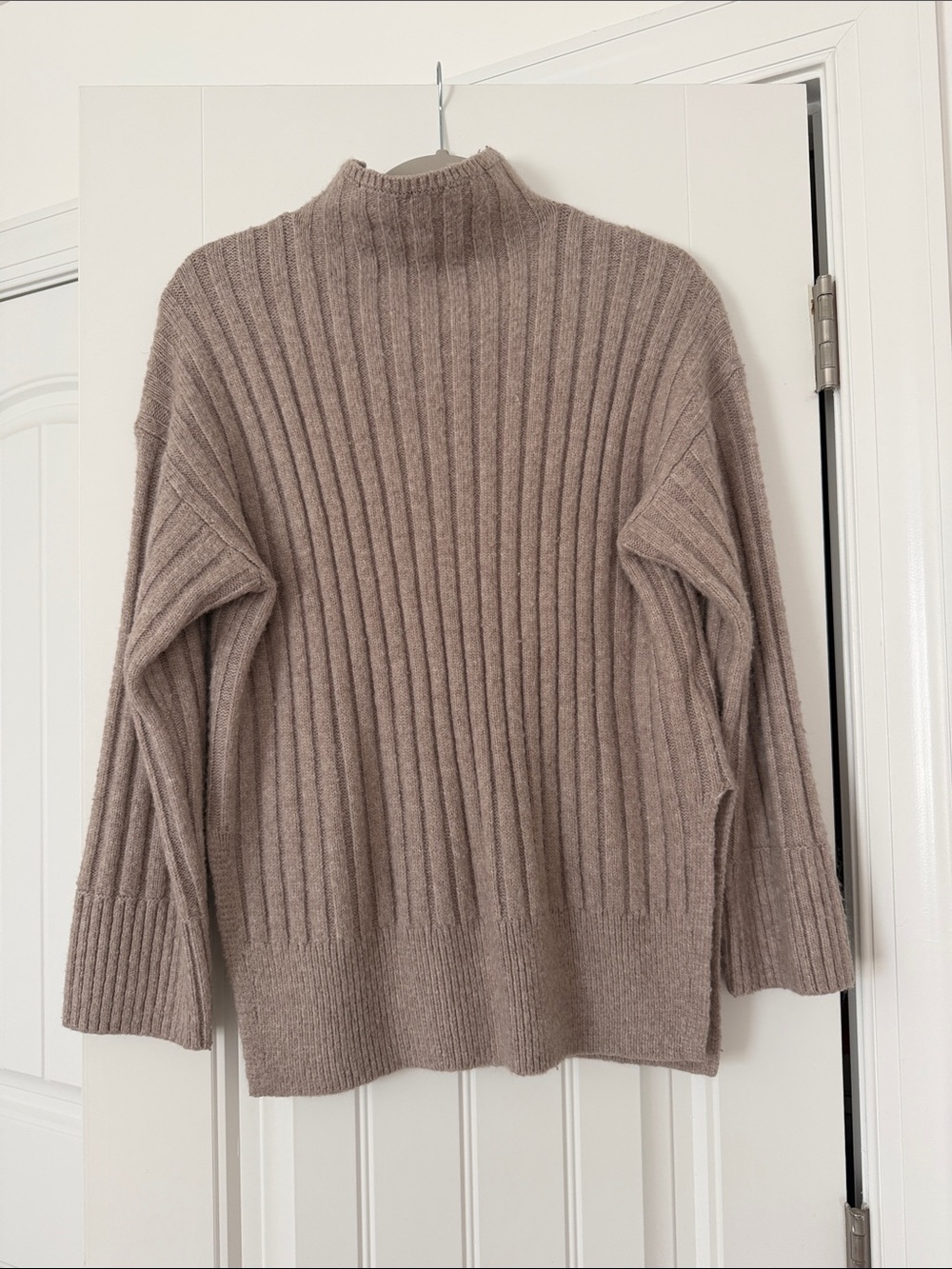 Abercrombie & Fitch Ribbed Mock Neck Sweater in Taupe